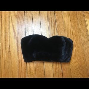 Black fuzzy bando/crop top